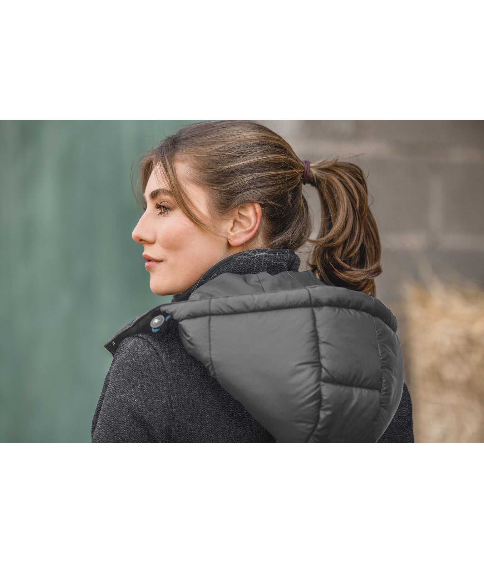 Wollmix-Strickfleece-Hybridjacke mit Kapuze